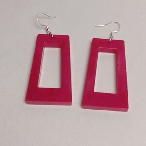 Hand Crafted Pink Geometric Earrings